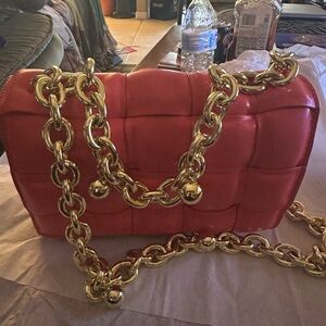 Non branded cassette shape leather bag in Barbie pink.